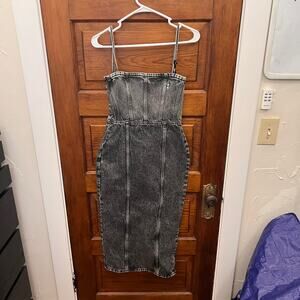 Icon Denim LA Jane Denim Dress sz XS NWT's $210 Slim Midi Grey